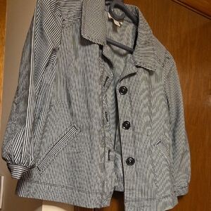 LOFT Navy and White Striped Shirt